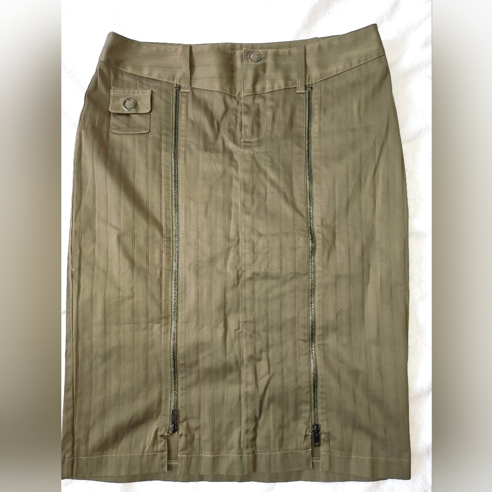 Morbid Threads Khaki Zippered Skirt